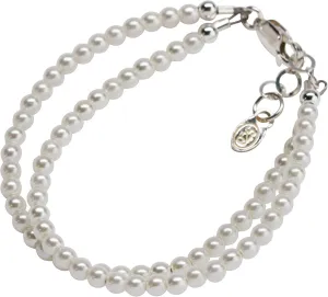 Precious Pieces Children's Sterling Silver Double-Strand Simulated Pearl Bracelet for Babies, Toddler and Girls