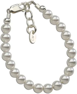 Precious Pieces Children's Sterling Silver Flower Girl High-End Austrian Simulated Pearl Bracelet, Necklace or Set for Girls, Toddlers, or Kids