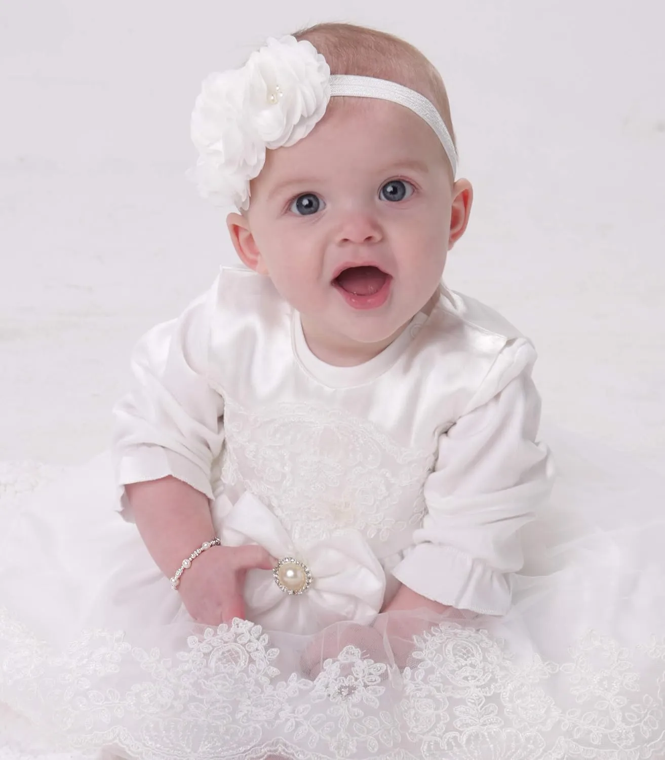 Precious Pieces Girl's Sterling Silver Cross Bracelet for Infant Baby Baptism and First Communion Gift with Cultured Pearls