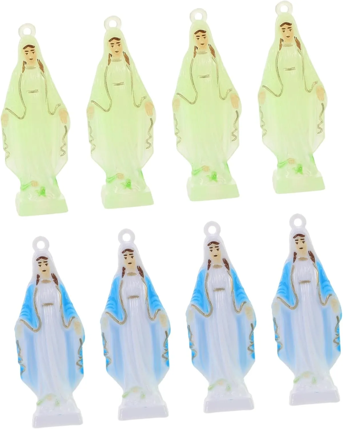 PRETYZOOM 8Pcs Luminous Virgin Keychain Glow Dark Religious Charms for Bags and Handbags Unique Catholic Keychains for Faith and Christening