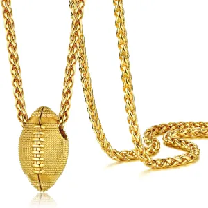 PROSTEEL 316L Stainless Steel 3D Football/Basketball/Volleyball/Baseball/Rugby Ball Cool Necklaces for Men, Sports Players Favors Jewelry, 22inch, Come with Box