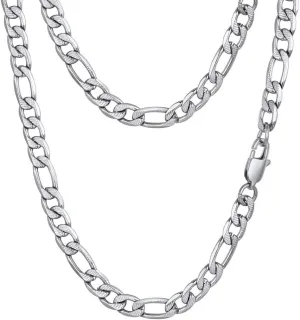 PROSTEEL 316L Stainless Steel Figaro Chain Necklace for Men, Black/18K Real Gold Plated, 4mm to 13mm, 14inch to 30inch, Come with Box