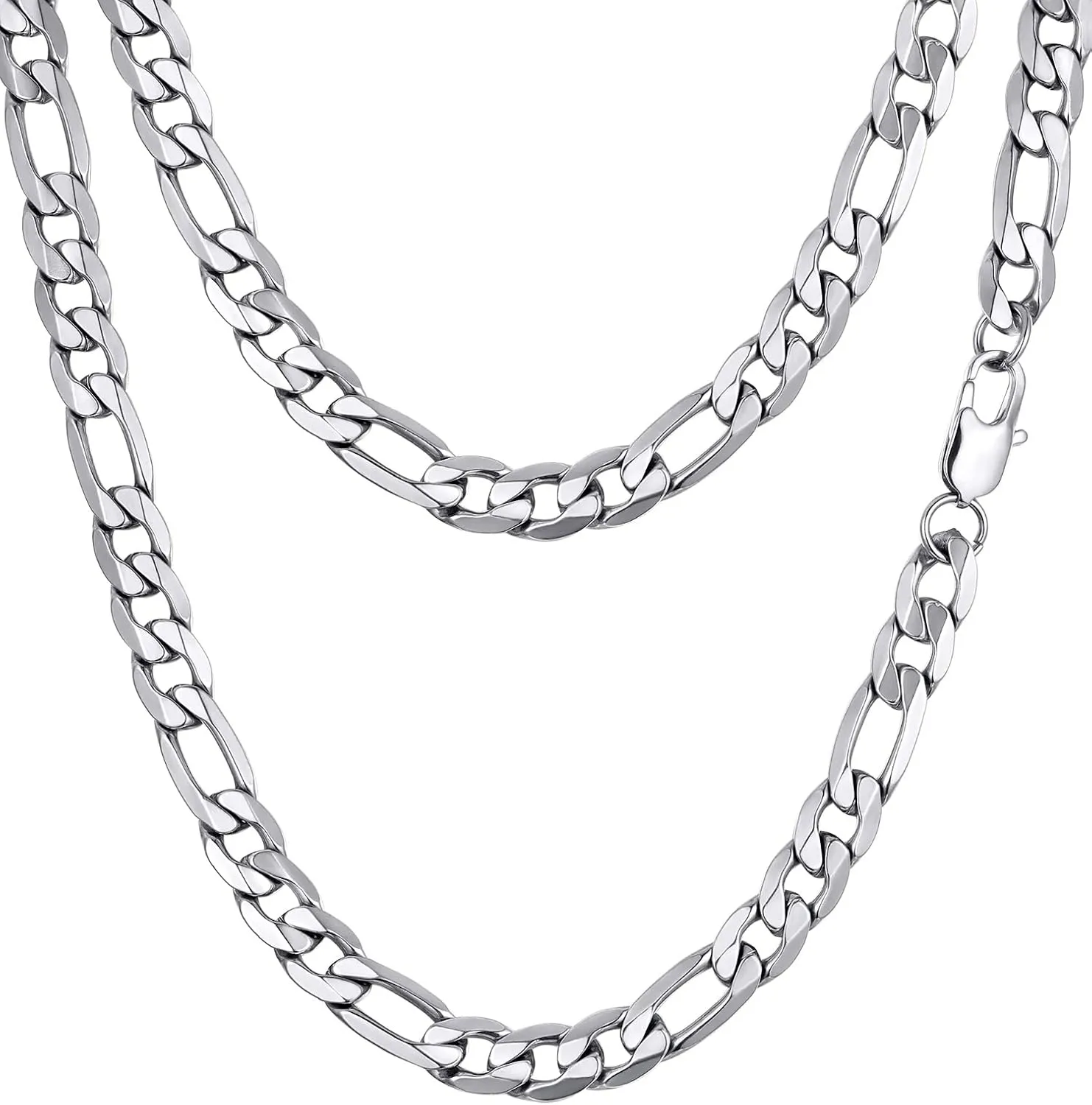 PROSTEEL 316L Stainless Steel Figaro Chain Necklace for Men, Black/18K Real Gold Plated, 4mm to 13mm, 14inch to 30inch, Come with Box