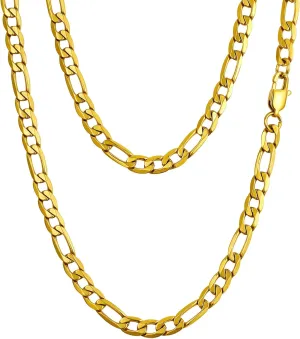 PROSTEEL 316L Stainless Steel Figaro Chain Necklace for Men, Black/18K Real Gold Plated, 4mm to 13mm, 14inch to 30inch, Come with Box