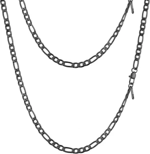 PROSTEEL 316L Stainless Steel Figaro Chain Necklace for Men, Black/18K Real Gold Plated, 4mm to 13mm, 14inch to 30inch, Come with Box