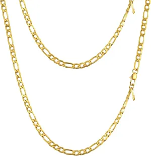 PROSTEEL 316L Stainless Steel Figaro Chain Necklace for Men, Black/18K Real Gold Plated, 4mm to 13mm, 14inch to 30inch, Come with Box