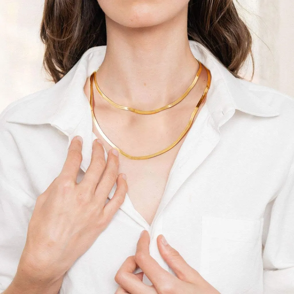 PROSTEEL 3mm/5mm Herringbone Choker Necklace for Men Women, Stainless Steel/Sterling Silver Chain in Silver/Yellow Gold/Rose Gold/Black Tone, 12"/15"/18", Come with Box