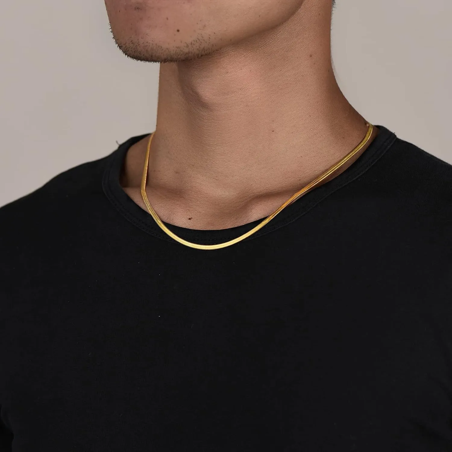 PROSTEEL 3mm/5mm Herringbone Choker Necklace for Men Women, Stainless Steel/Sterling Silver Chain in Silver/Yellow Gold/Rose Gold/Black Tone, 12"/15"/18", Come with Box