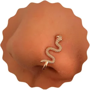 Punk Snake Nose Ring Gold Snake Clip On Nose Rings Serpent Non Piercing Nose Rings Viper Serpent Nose Ring Hoop Jewelry for Women and Girls Gifts