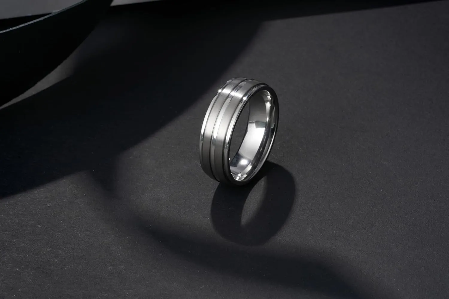Purity Titanium Wedding Rings for Mens Women Two Grooved Line Mens Wedding Band for Everyday Wear Does Not Fade Size 9-12
