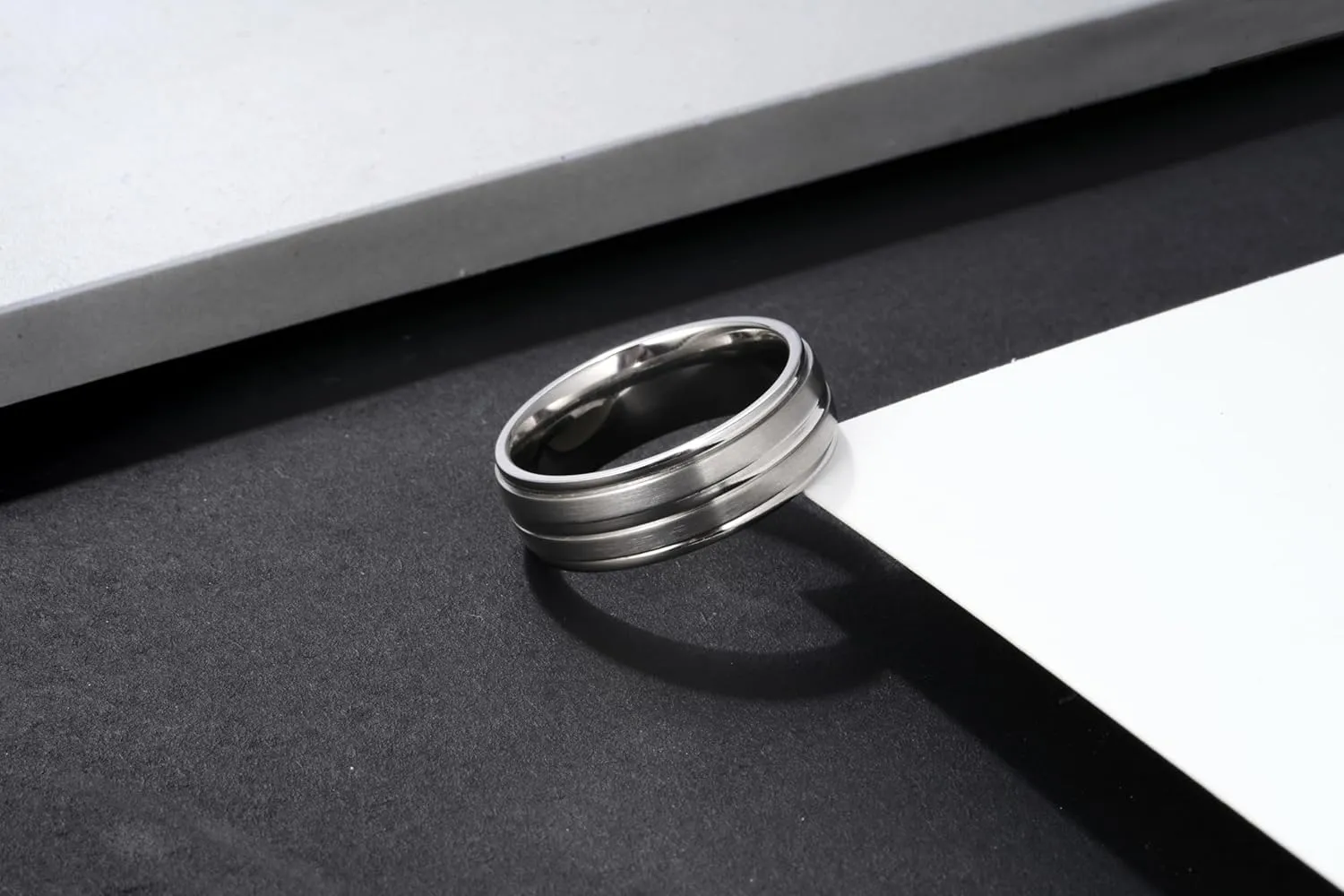 Purity Titanium Wedding Rings for Mens Women Two Grooved Line Mens Wedding Band for Everyday Wear Does Not Fade Size 9-12