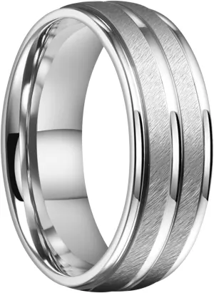 Purity Titanium Wedding Rings for Mens Women Two Grooved Line Mens Wedding Band for Everyday Wear Does Not Fade Size 9-12