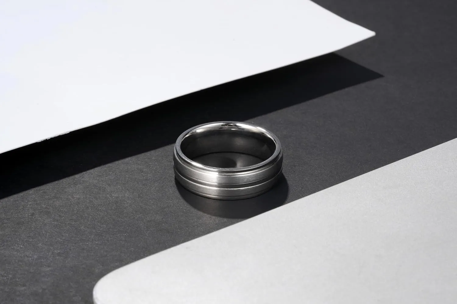 Purity Titanium Wedding Rings for Mens Women Two Grooved Line Mens Wedding Band for Everyday Wear Does Not Fade Size 9-12