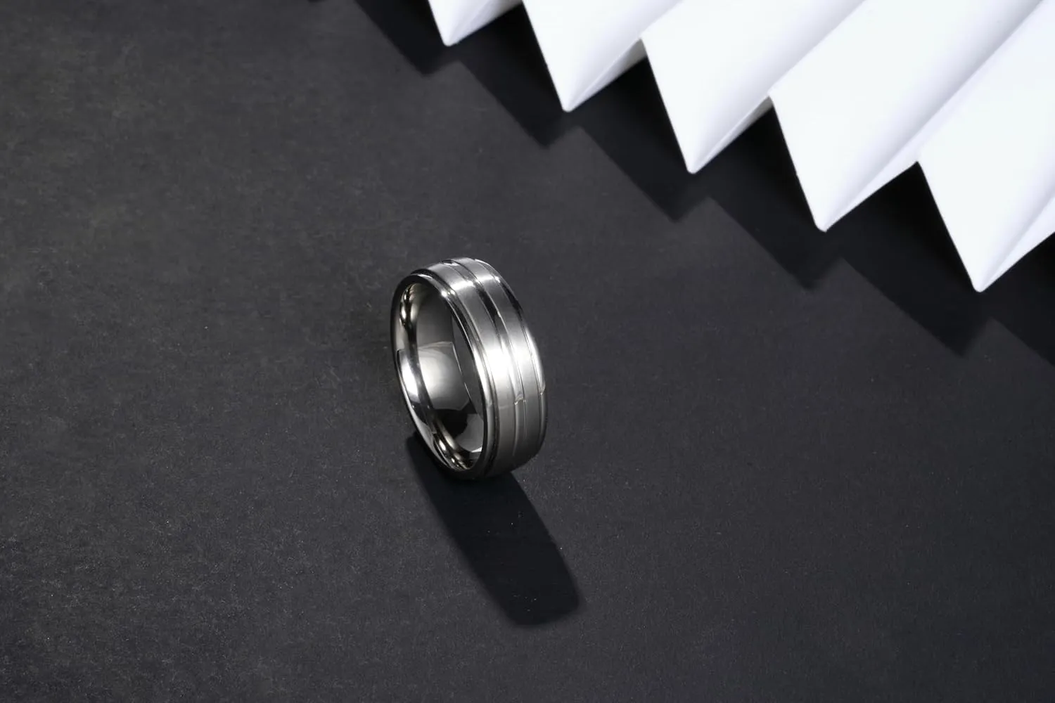 Purity Titanium Wedding Rings for Mens Women Two Grooved Line Mens Wedding Band for Everyday Wear Does Not Fade Size 9-12