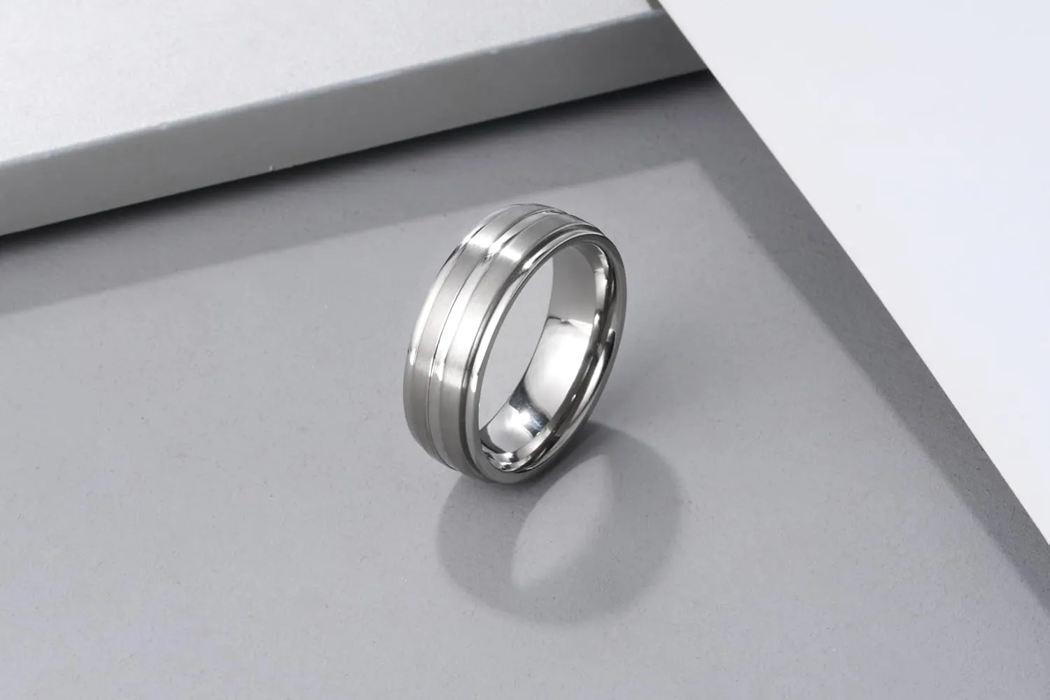 Purity Titanium Wedding Rings for Mens Women Two Grooved Line Mens Wedding Band for Everyday Wear Does Not Fade Size 9-12