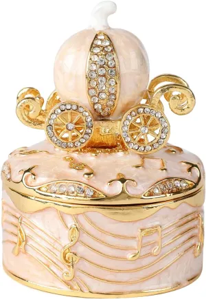 QIFU Hand Painted Pumpkin Carriage Style Trinket Box, Elegant Jewelry Box, Jewelry Presentation box