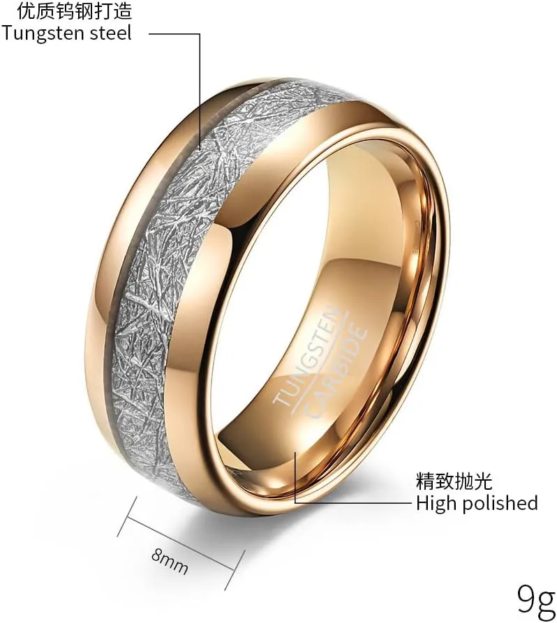 QINGDUO 4MM 6MM 8MM Custom Tungsten Carbide Couple Rings Inner and Outer Curved Tungsten Steel Ring Inlaid with Ice Silk for Men Women Couple Ring Set,Anniversary Valentine's Day Gift for Him Her