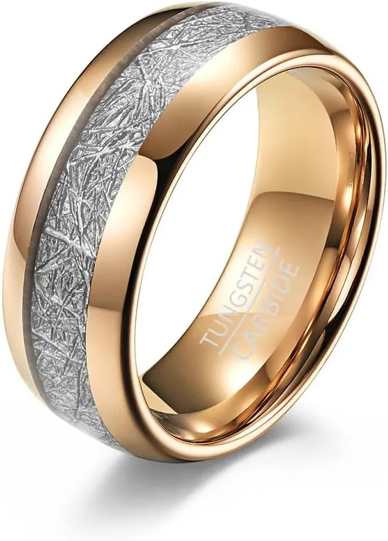 QINGDUO 4MM 6MM 8MM Custom Tungsten Carbide Couple Rings Inner and Outer Curved Tungsten Steel Ring Inlaid with Ice Silk for Men Women Couple Ring Set,Anniversary Valentine's Day Gift for Him Her