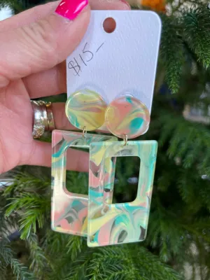Rectangle Geometric Resin Earrings