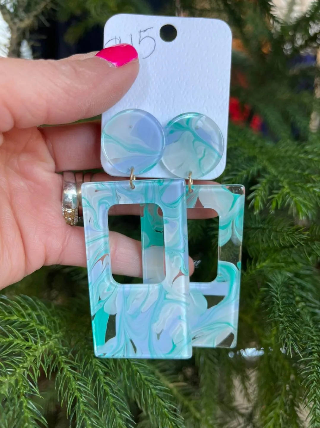 Rectangle Geometric Resin Earrings