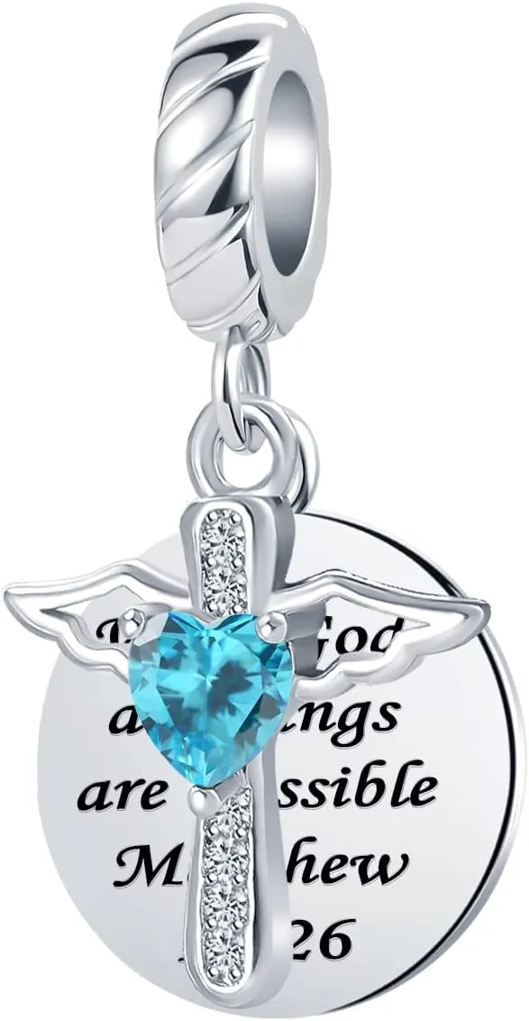 Religious Cross Charm Bible Christian Love Heart Dangle Bead for Women Bracelets
