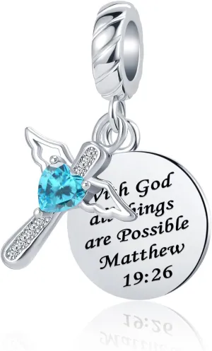 Religious Cross Charm Bible Christian Love Heart Dangle Bead for Women Bracelets