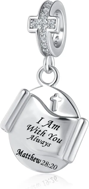 Religious Cross Charm Prayer Bible Christian Keep Faith Dangle Bead for Women Pandora Bracelets