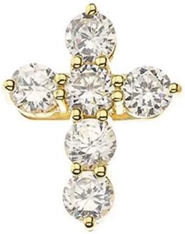 Religious Jewelry Elegant 14k Yellow Gold CZ-Accented Cross Pendant Necklace Sizes Mini-Small