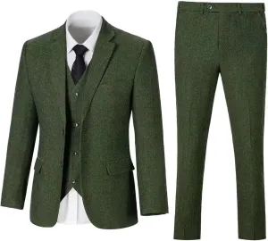 Retro 3 Pieces Slim Fit Boy Suit Tweed Herringbone Formal Stylish Vest Tuxedo Pants Wedding Homecoming Dress Wear Set