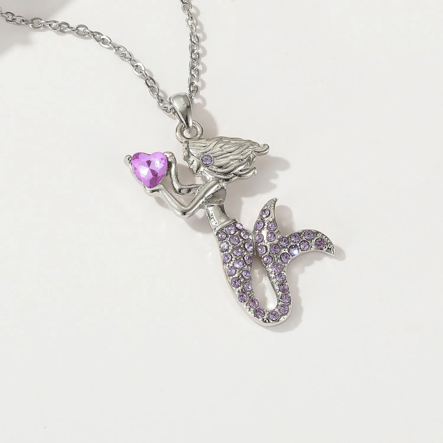 RFTWXHPN Mermaid Crystal Necklace for Women - Birthstone Mermaid Costume Cosplay Jewelry - Accessories for Women's Birthday & Holiday Parties