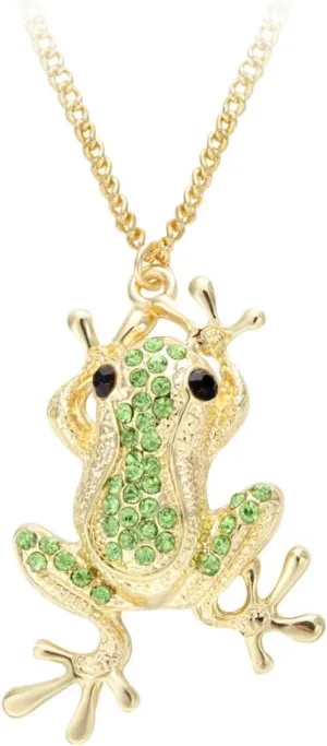 Rhinestone Crystal Elegant Frog High-Grade Lovely Pendant Necklace Fashion Jewelry for Women