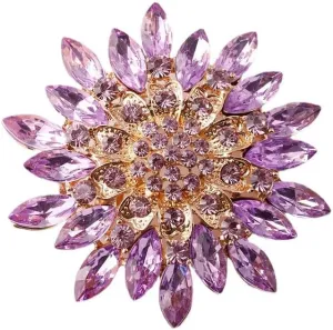 Rhinestone Crystal Sunflower Brooch Pin Elegant Wreath Brooch Clothing Hat Bag Skirt Accessories for Women