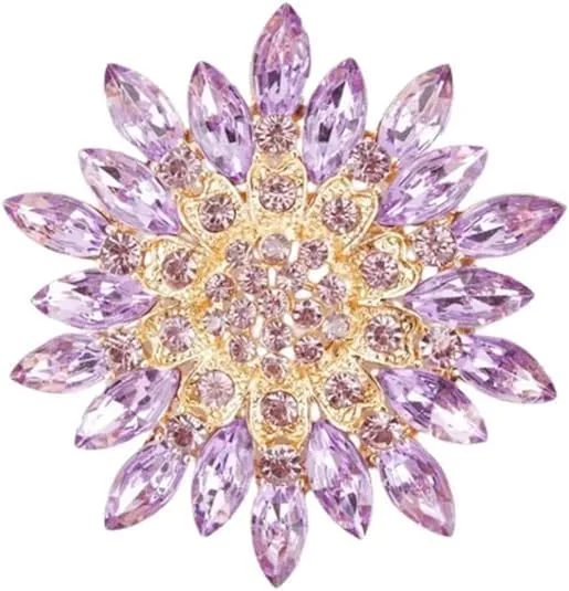 Rhinestone Crystal Sunflower Brooch Pin Elegant Wreath Brooch Clothing Hat Bag Skirt Accessories for Women