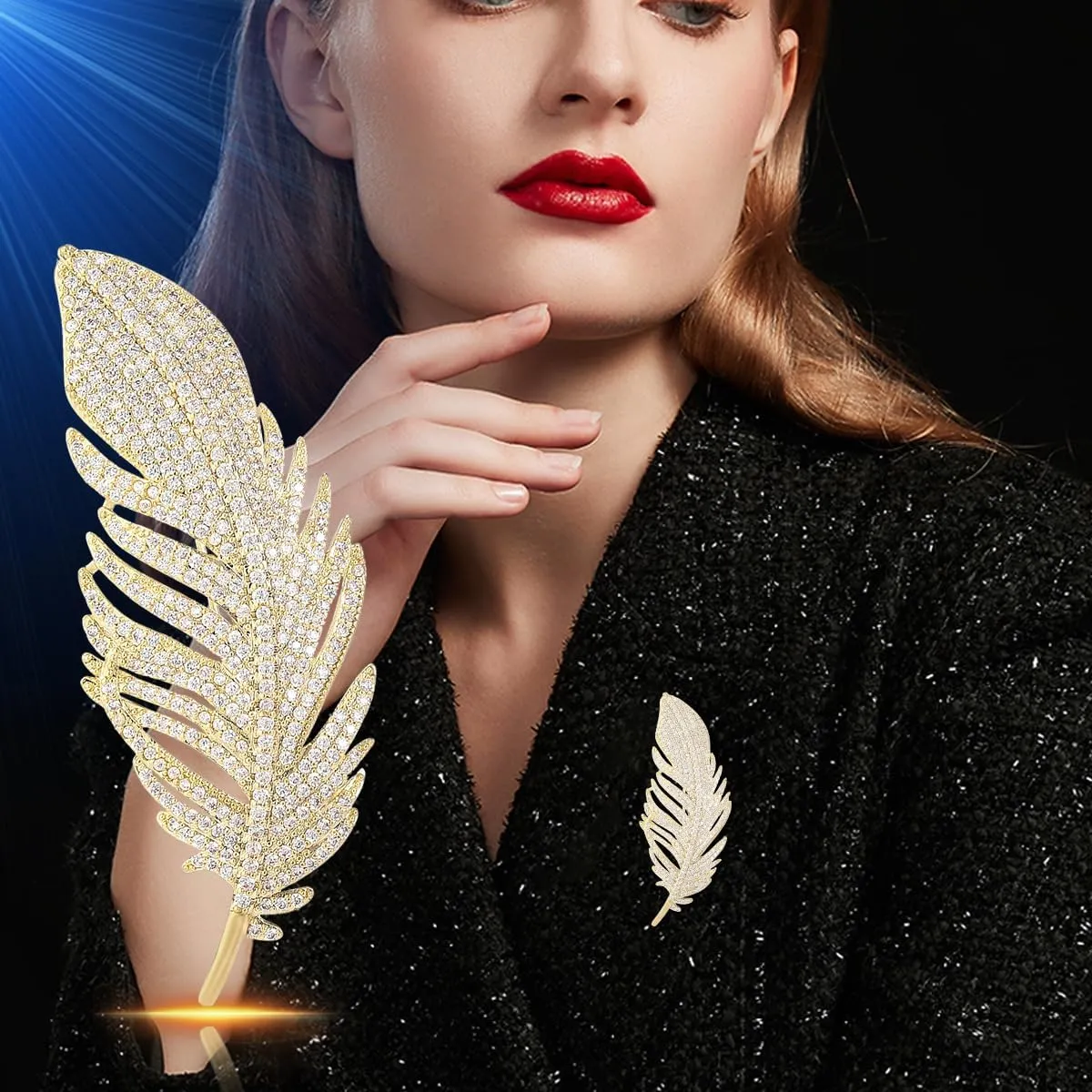 Rhinestone Feather Brooch Pin for Women Elegant Crystal Exquisite Leaf Brooch Gold Silver Crystal Feather Leaf Pearl Brooch Lapel Pins Clothing Bag Hat Dress Jewelry Accessories Birthday Wedding Dance Party Jewelry