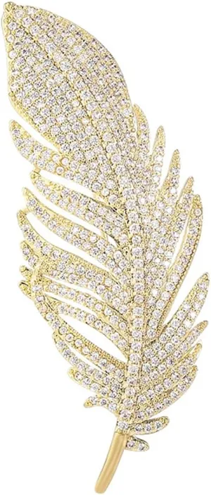 Rhinestone Feather Brooch Pin for Women Elegant Crystal Exquisite Leaf Brooch Gold Silver Crystal Feather Leaf Pearl Brooch Lapel Pins Clothing Bag Hat Dress Jewelry Accessories Birthday Wedding Dance Party Jewelry