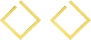 Rhombus Geometric Earrings for Women Gold Silver Plated Boho Statement Hollow Out Square Shaped Polished Lightweight Stud Earrings for Minimalist Prom Party Holiday Everyday Jewelry Gifts