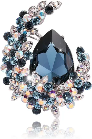Richapex Elegant Crystal Tulip Rose Brooch Pin,Cubic Zirconia Fashion Crystal Jewelry Women's Brooch Pin