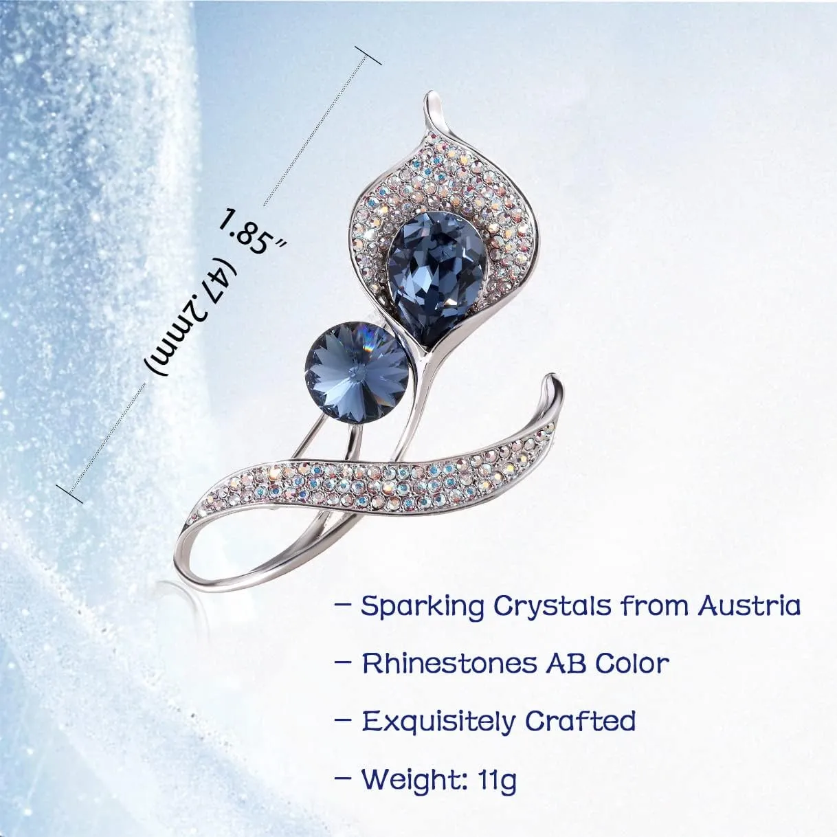 Richapex Elegant Crystal Tulip Rose Brooch Pin,Cubic Zirconia Fashion Crystal Jewelry Women's Brooch Pin