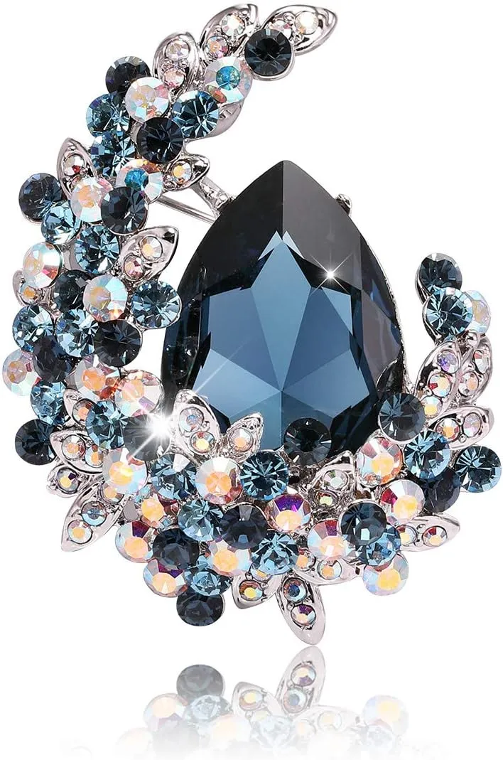 Richapex Elegant Crystal Tulip Rose Brooch Pin,Cubic Zirconia Fashion Crystal Jewelry Women's Brooch Pin