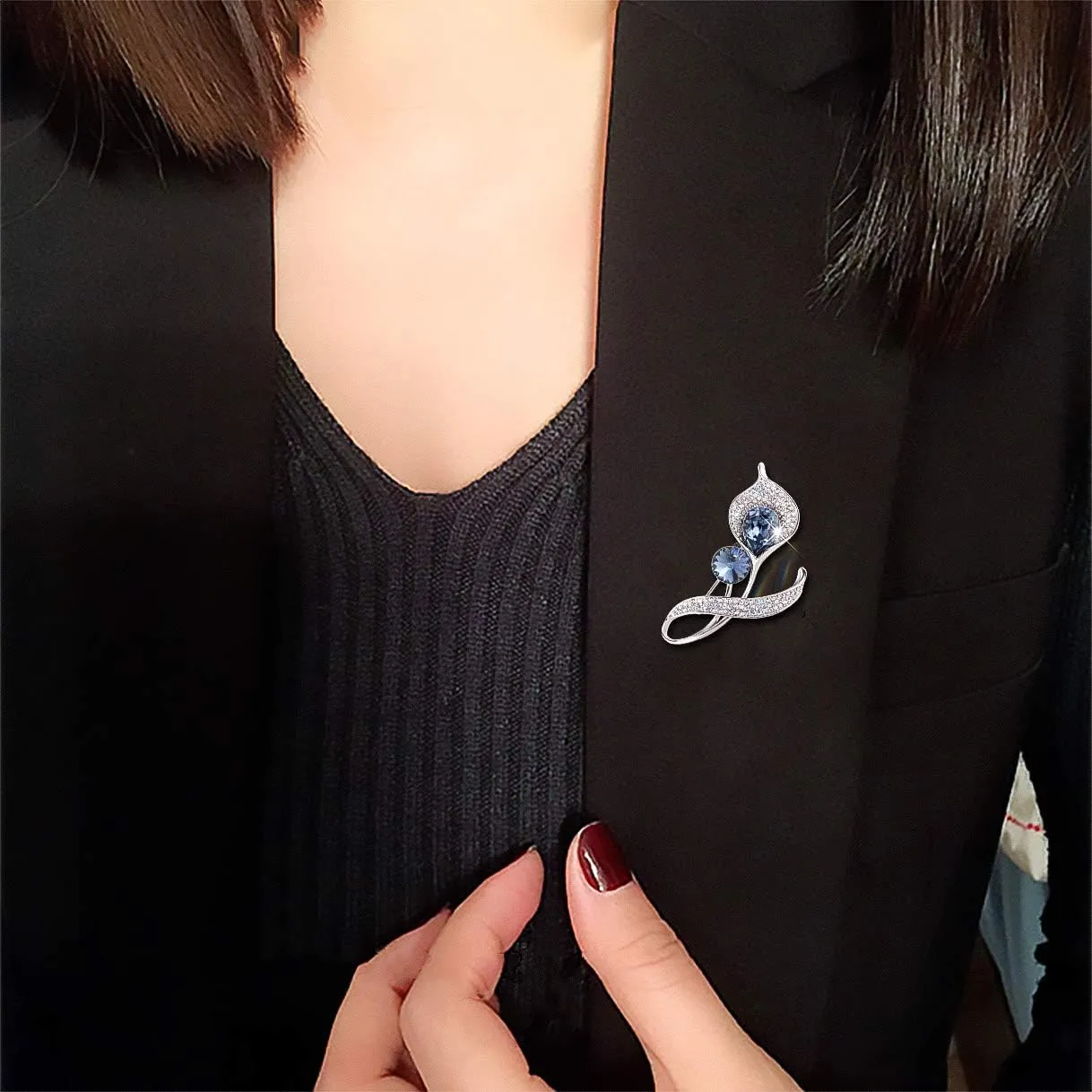 Richapex Elegant Crystal Tulip Rose Brooch Pin,Cubic Zirconia Fashion Crystal Jewelry Women's Brooch Pin