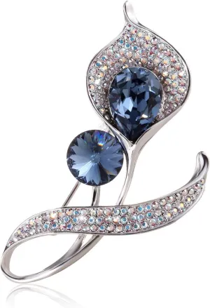 Richapex Elegant Crystal Tulip Rose Brooch Pin,Cubic Zirconia Fashion Crystal Jewelry Women's Brooch Pin