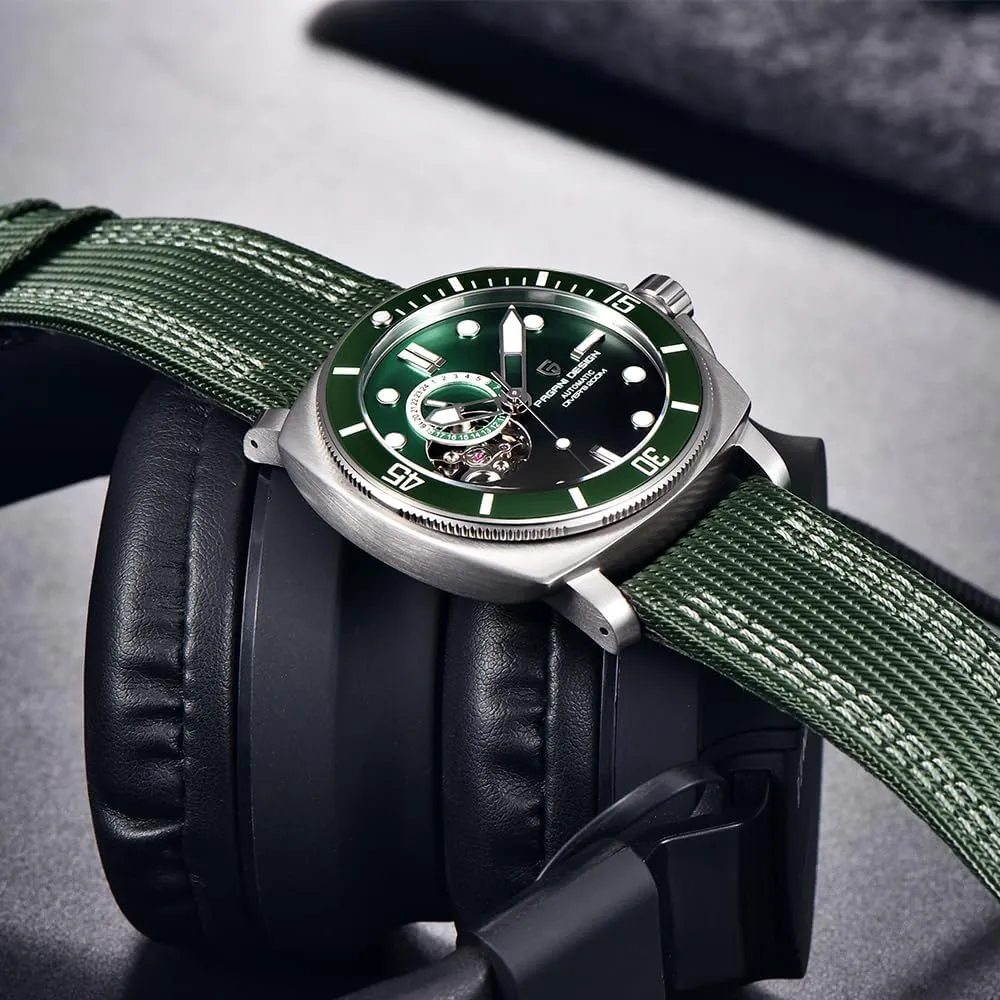 RollsTimi Pagani Design- Automatic Men's Watch, Casual Stainless Steel Bracelet with Stylish Sapphire Crystal, Nylon Strap NH39, PD1736