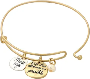 Rosemarie Collections Women's Inspritional Gift Religious Dangling Charms Hook Bangle Bracelet, 2.5"