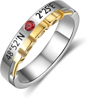 ROSI Personalized Couples Rings Set For Him and Her Custom Promise Rings Bands Engagement Wedding Matching Ring Jewelry Gifts Set for Men Women Valentine'S Day Birthday Anniversary (Women Ring)