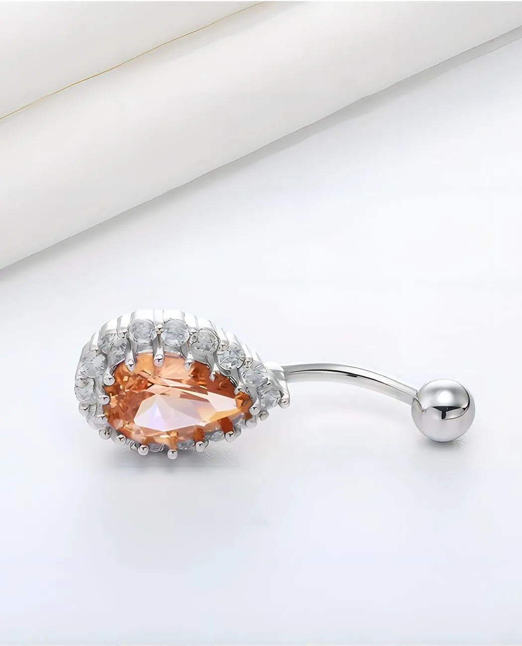 S925 Silver Belly Button Ring Dangle Crystal Diamond Cut Crafted Pierced Body Summer Jewelry Gift for Women