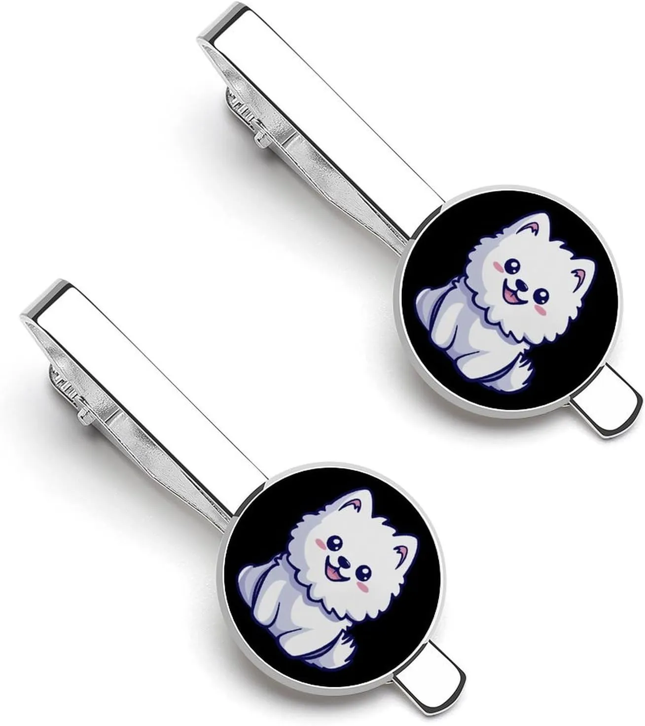 Samoyed Dog Marshmallow Tie Clips for Men Stylish Neck Tie Bar Ideal Gift for Anniversary Wedding Business