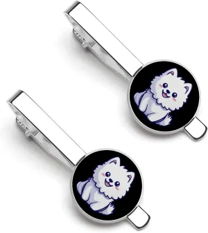 Samoyed Dog Marshmallow Tie Clips for Men Stylish Neck Tie Bar Ideal Gift for Anniversary Wedding Business