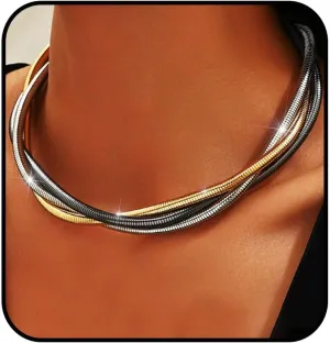 Sanke Choker Necklace Bendable Sanke Necklaces Medusa Gold Layered Necklace Jewelry for Women Halloween Costume