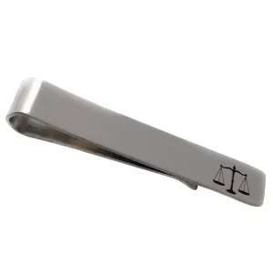 Scales of Justice Silver Stainless Steel Tie Bar Clip, Esquire Lawyer Judge Gift for Him