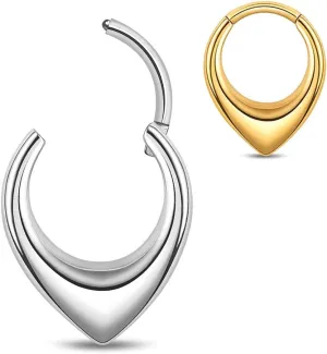 Septum Rings Hoop,16G 8mm 316L Stainless Steel Segment Nose Rings for Men, Cartilage Clicker Hoop Earrings for Rook, Daith, Tragus, Hypoallergenic for man and women